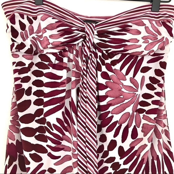BCBG Maxazria Strapless Purple and Ivory Tropical Print Tube Halter Dress. Sz S - Picture 4 of 6
